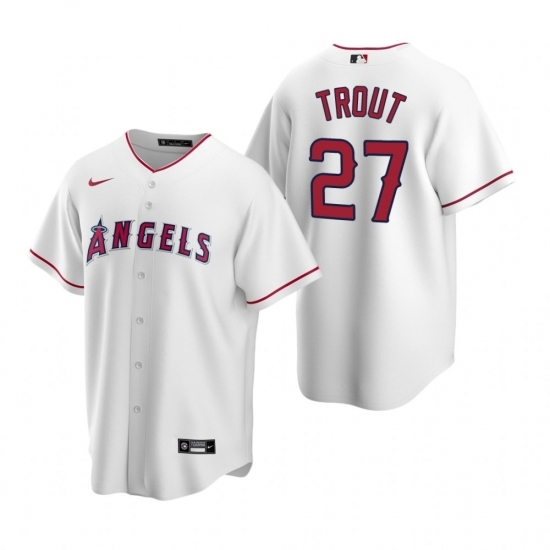 Mens Nike Los Angeles Angels 27 Mike Trout White Home Stitched Baseball Jersey Mens Nike Los Angeles Angels 27 Mike Trout White Home Stitched Baseball Jersey