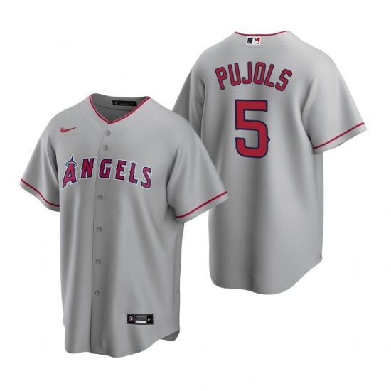 Mens Nike Los Angeles Angels 5 Albert Pujols Gray Road Stitched Baseball Jerse Mens Nike Los Angeles Angels 5 Albert Pujols Gray Road Stitched Baseball Jerse