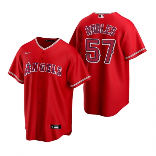 Mens Nike Los Angeles Angels 57 Hansel Robles Red Alternate Stitched Baseball Jersey Mens Nike Los Angeles Angels 57 Hansel Robles Red Alternate Stitched Baseball Jersey
