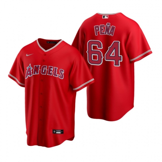 Mens Nike Los Angeles Angels 64 Felix Pena Red Alternate Stitched Baseball Jersey Mens Nike Los Angeles Angels 64 Felix Pena Red Alternate Stitched Baseball Jersey