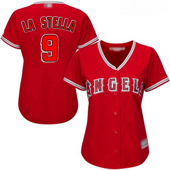 Angels #9 Tommy La Stella Red Alternate Women Stitched Baseball Jersey Angels #9 Tommy La Stella Red Alternate Women Stitched Baseball Jersey