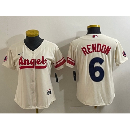 Women Los Angeles Angels 6 Anthony Rendon Cream City Connect Stitched Jersey Women Los Angeles Angels 6 Anthony Rendon Cream City Connect Stitched Jersey