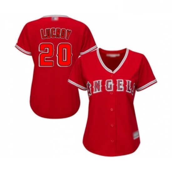 Womens Los Angeles Angels of Anaheim 20 Jonathan Lucroy Replica Red Alternate Baseball Jersey Womens Los Angeles Angels of Anaheim 20 Jonathan Lucroy Replica Red Alternate Baseball Jersey