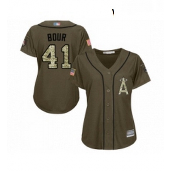 Womens Los Angeles Angels of Anaheim 41 Justin Bour Authentic Green Salute to Service Baseball Jersey Womens Los Angeles Angels of Anaheim 41 Justin Bour Authentic Green Salute to Service Baseball Jersey