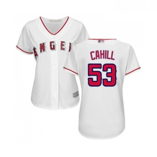 Womens Los Angeles Angels of Anaheim 53 Trevor Cahill Replica White Home Cool Base Baseball Jersey Womens Los Angeles Angels of Anaheim 53 Trevor Cahill Replica White Home Cool Base Baseball Jersey