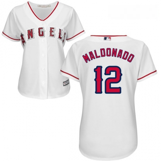Womens Majestic Los Angeles Angels of Anaheim 12 Martin Maldonado Replica White Home Cool Base MLB Jersey Womens Majestic Los Angeles Angels of Anaheim 12 Martin Maldonado Replica White Home Cool Base MLB Jersey