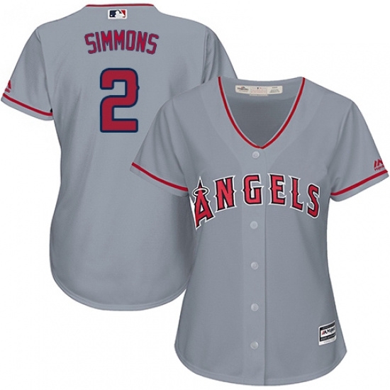 Womens Majestic Los Angeles Angels of Anaheim 2 Andrelton Simmons Authentic Grey Road Cool Base MLB Jersey Womens Majestic Los Angeles Angels of Anaheim 2 Andrelton Simmons Authentic Grey Road Cool Base MLB Jersey