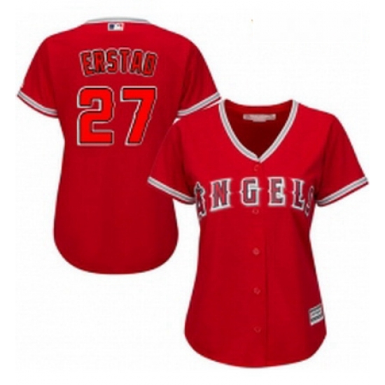 Womens Majestic Los Angeles Angels of Anaheim 27 Darin Erstad Replica Red Alternate MLB Jersey Womens Majestic Los Angeles Angels of Anaheim 27 Darin Erstad Replica Red Alternate MLB Jersey