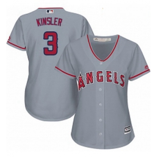 Womens Majestic Los Angeles Angels of Anaheim 3 Ian Kinsler Replica Grey Road Cool Base MLB Jersey Womens Majestic Los Angeles Angels of Anaheim 3 Ian Kinsler Replica Grey Road Cool Base MLB Jersey