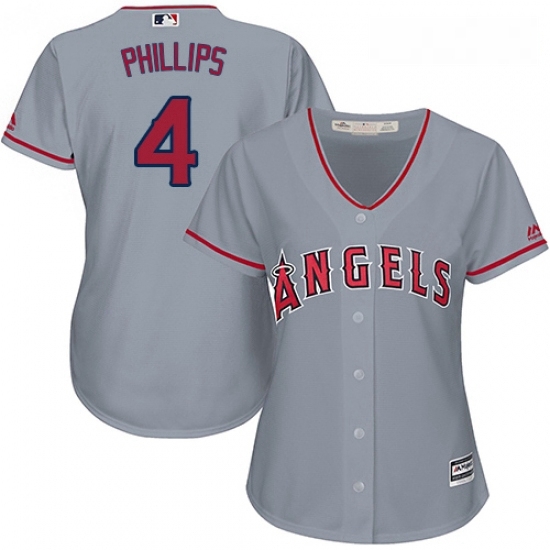 Womens Majestic Los Angeles Angels of Anaheim 4 Brandon Phillips Authentic Grey Road Cool Base MLB Jersey Womens Majestic Los Angeles Angels of Anaheim 4 Brandon Phillips Authentic Grey Road Cool Base MLB Jersey
