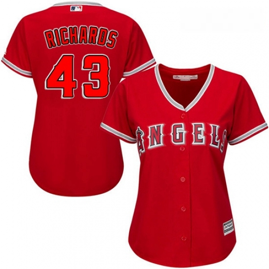 Womens Majestic Los Angeles Angels of Anaheim 43 Garrett Richards Authentic Red Alternate MLB Jersey Womens Majestic Los Angeles Angels of Anaheim 43 Garrett Richards Authentic Red Alternate MLB Jersey