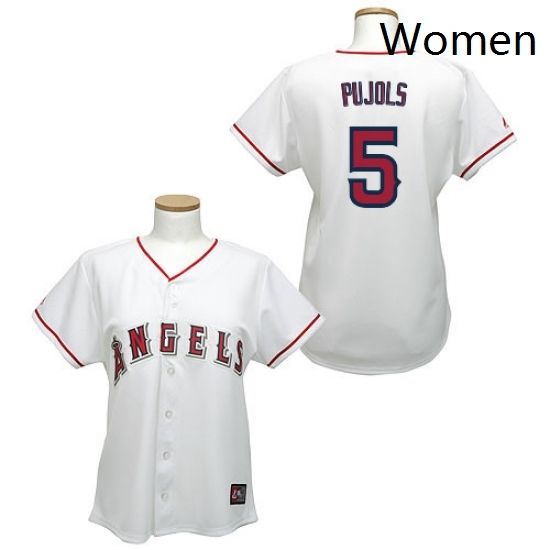 Womens Majestic Los Angeles Angels of Anaheim 5 Albert Pujols Replica White MLB Jersey Womens Majestic Los Angeles Angels of Anaheim 5 Albert Pujols Replica White MLB Jersey