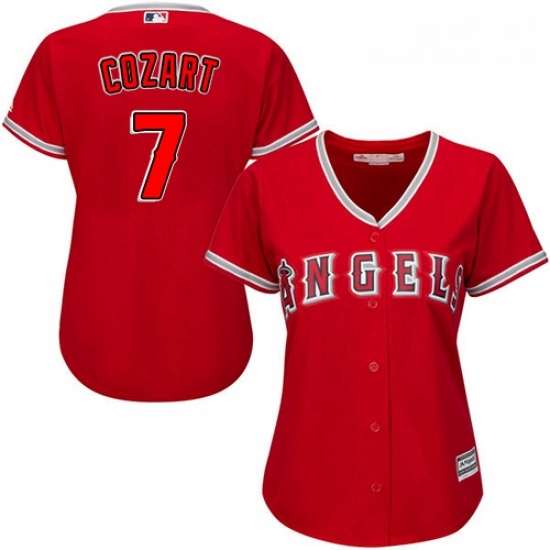 Womens Majestic Los Angeles Angels of Anaheim 7 Zack Cozart Authentic Red Alternate MLB Jersey Womens Majestic Los Angeles Angels of Anaheim 7 Zack Cozart Authentic Red Alternate MLB Jersey