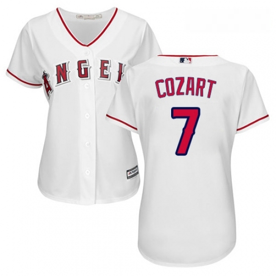 Womens Majestic Los Angeles Angels of Anaheim 7 Zack Cozart Authentic White Home Cool Base MLB Jersey Womens Majestic Los Angeles Angels of Anaheim 7 Zack Cozart Authentic White Home Cool Base MLB Jersey