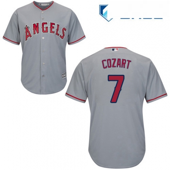 Youth Majestic Los Angeles Angels of Anaheim 7 Zack Cozart Replica Grey Road Cool Base MLB Jersey 