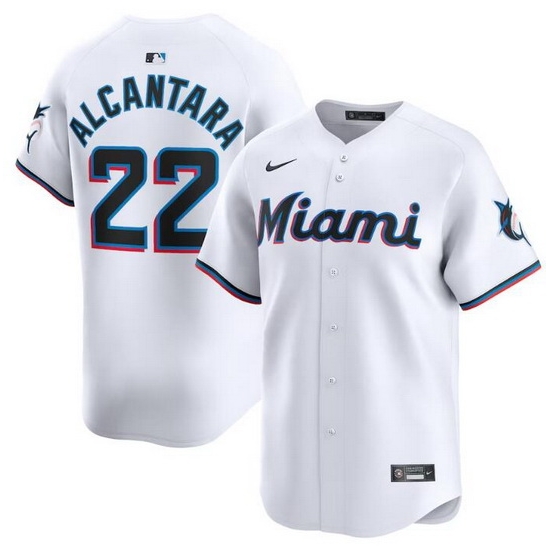 Men Miami Marlins 22 Sandy Alcantara White 2024 Home Limited Stitched Baseball Jersey Men Miami Marlins 22 Sandy Alcantara White 2024 Home Limited Stitched Baseball Jersey