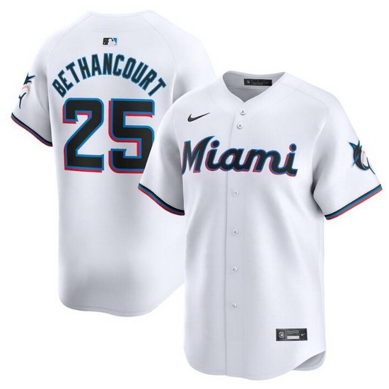 Men Miami Marlins 25 Christian Bethancourt White 2024 Home Limited Stitched Baseball Jersey Men Miami Marlins 25 Christian Bethancourt White 2024 Home Limited Stitched Baseball Jersey