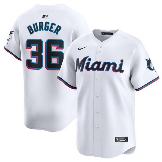 Men Miami Marlins 36 Jake Burger White 2024 Home Limited Stitched Baseball Jersey Men Miami Marlins 36 Jake Burger White 2024 Home Limited Stitched Baseball Jersey