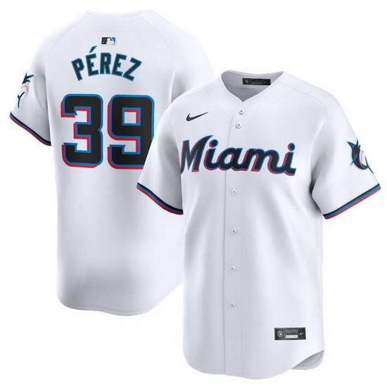 Men Miami Marlins 39 Eury P E9rez White 2024 Home Limited Stitched Baseball Jersey Men Miami Marlins 39 Eury P E9rez White 2024 Home Limited Stitched Baseball Jersey