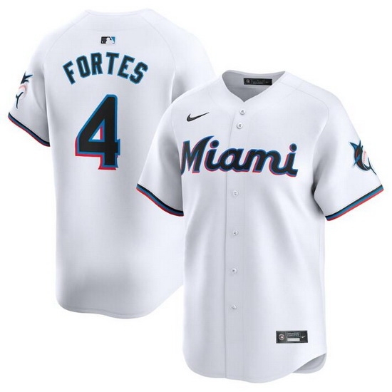 Men Miami Marlins 4 Nick Fortes White 2024 Home Limited Stitched Baseball Jersey Men Miami Marlins 4 Nick Fortes White 2024 Home Limited Stitched Baseball Jersey