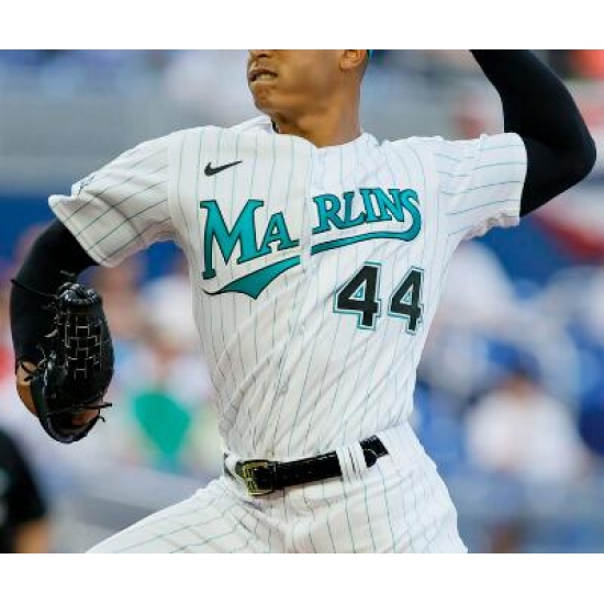 Men Miami Marlins 44 Jesus Luzardo White Strips Stitched Baseball Jersey Men Miami Marlins 44 Jesus Luzardo White Strips Stitched Baseball Jersey
