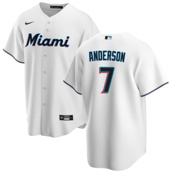 Men Miami Marlins 7 Tim Anderson White Cool Base Stitched Baseball Jersey Men Miami Marlins 7 Tim Anderson White Cool Base Stitched Baseball Jersey