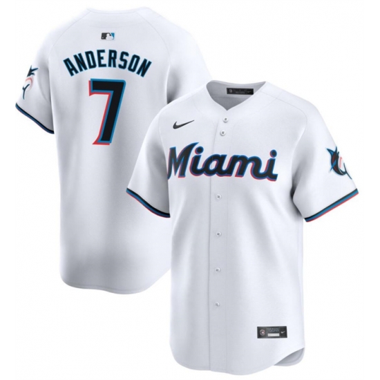 Men Miami Marlins 7 Tim Anderson White Home Limited Stitched Baseball Jersey Men Miami Marlins 7 Tim Anderson White Home Limited Stitched Baseball Jersey