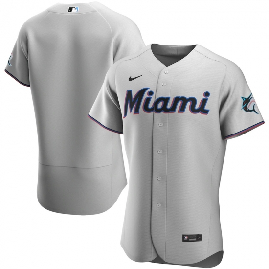 Men Miami Marlins Nike Gray Road 2020 Flex Base Team Jersey Men Miami Marlins Nike Gray Road 2020 Flex Base Team Jersey