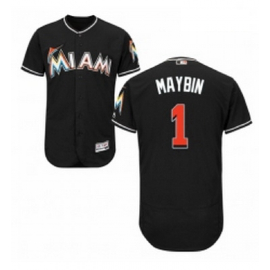 Mens Majestic Miami Marlins 1 Cameron Maybin Black Alternate Flex Base Authentic Collection MLB Jersey Mens Majestic Miami Marlins 1 Cameron Maybin Black Alternate Flex Base Authentic Collection MLB Jersey