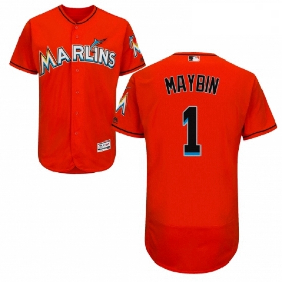 Mens Majestic Miami Marlins 1 Cameron Maybin Orange Alternate Flex Base Authentic Collection MLB Jersey Mens Majestic Miami Marlins 1 Cameron Maybin Orange Alternate Flex Base Authentic Collection MLB Jersey