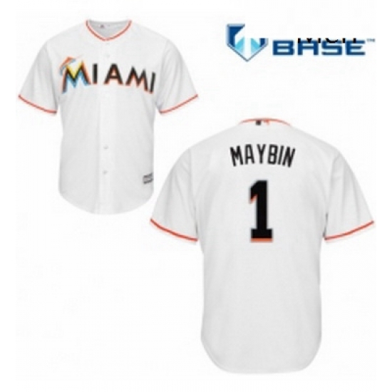Mens Majestic Miami Marlins 1 Cameron Maybin Replica White Home Cool Base MLB Jersey Mens Majestic Miami Marlins 1 Cameron Maybin Replica White Home Cool Base MLB Jersey
