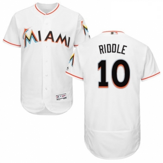 Mens Majestic Miami Marlins 10 JT Riddle White Home Flex Base Authentic Collection MLB Jersey Mens Majestic Miami Marlins 10 JT Riddle White Home Flex Base Authentic Collection MLB Jersey