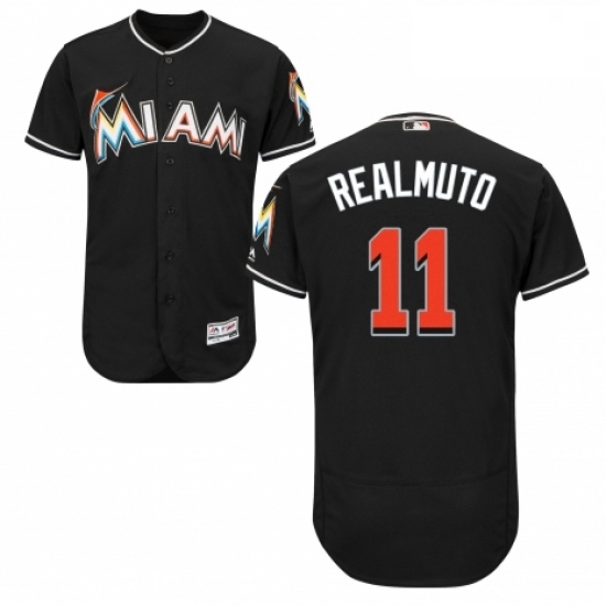 Mens Majestic Miami Marlins 11 J T Realmuto Black Alternate Flex Base Authentic Collection MLB Jersey Mens Majestic Miami Marlins 11 J T Realmuto Black Alternate Flex Base Authentic Collection MLB Jersey