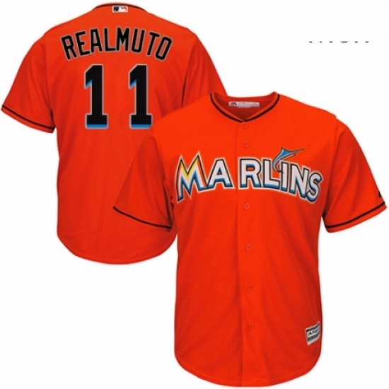 Mens Majestic Miami Marlins 11 J T Realmuto Replica Orange Alternate 1 Cool Base MLB Jersey Mens Majestic Miami Marlins 11 J T Realmuto Replica Orange Alternate 1 Cool Base MLB Jersey