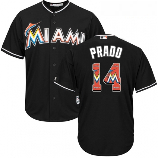 Mens Majestic Miami Marlins 14 Martin Prado Authentic Black Team Logo Fashion Cool Base MLB Jersey Mens Majestic Miami Marlins 14 Martin Prado Authentic Black Team Logo Fashion Cool Base MLB Jersey