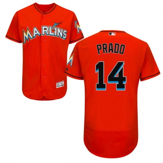 Mens Majestic Miami Marlins 14 Martin Prado Orange Flexbase Authentic Collection MLB Jersey Mens Majestic Miami Marlins 14 Martin Prado Orange Flexbase Authentic Collection MLB Jersey