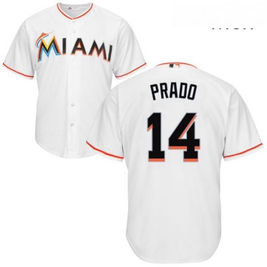 Mens Majestic Miami Marlins 14 Martin Prado Replica White Home Cool Base MLB Jersey Mens Majestic Miami Marlins 14 Martin Prado Replica White Home Cool Base MLB Jersey