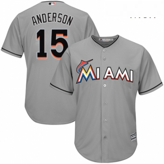 Mens Majestic Miami Marlins 15 Brian Anderson Replica Grey Road Cool Base MLB Jersey Mens Majestic Miami Marlins 15 Brian Anderson Replica Grey Road Cool Base MLB Jersey