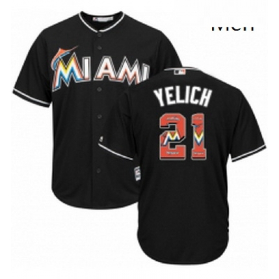 Mens Majestic Miami Marlins 21 Christian Yelich Authentic Black Team Logo Fashion Cool Base MLB Jersey Mens Majestic Miami Marlins 21 Christian Yelich Authentic Black Team Logo Fashion Cool Base MLB Jersey