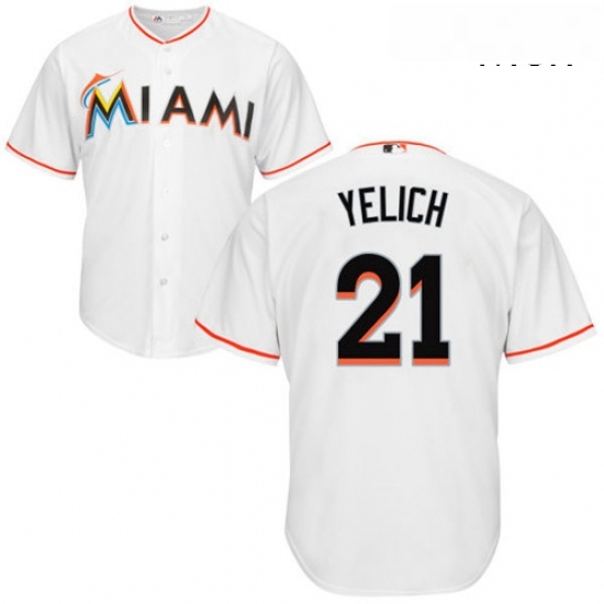 Mens Majestic Miami Marlins 21 Christian Yelich Replica White Home Cool Base MLB Jersey Mens Majestic Miami Marlins 21 Christian Yelich Replica White Home Cool Base MLB Jersey