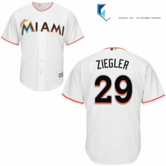 Mens Majestic Miami Marlins 29 Brad Ziegler Replica White Home Cool Base MLB Jersey Mens Majestic Miami Marlins 29 Brad Ziegler Replica White Home Cool Base MLB Jersey