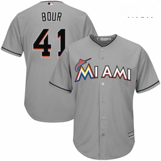 Mens Majestic Miami Marlins 41 Justin Bour Replica Grey Road Cool Base MLB Jersey Mens Majestic Miami Marlins 41 Justin Bour Replica Grey Road Cool Base MLB Jersey