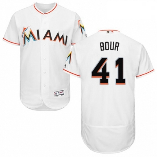Mens Majestic Miami Marlins 41 Justin Bour White Home Flex Base Authentic Collection MLB Jersey Mens Majestic Miami Marlins 41 Justin Bour White Home Flex Base Authentic Collection MLB Jersey