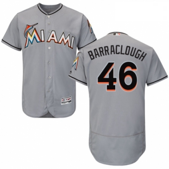 Mens Majestic Miami Marlins 46 Kyle Barraclough Grey Road Flex Base Authentic Collection MLB Jersey Mens Majestic Miami Marlins 46 Kyle Barraclough Grey Road Flex Base Authentic Collection MLB Jersey