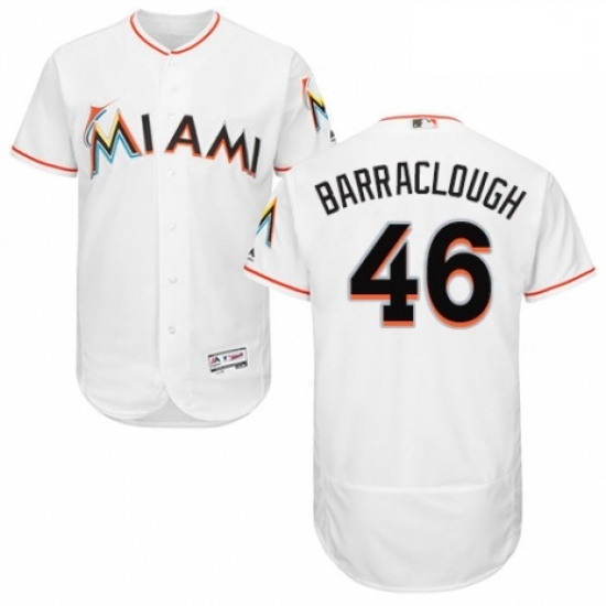 Mens Majestic Miami Marlins 46 Kyle Barraclough White Home Flex Base Authentic Collection MLB Jersey Mens Majestic Miami Marlins 46 Kyle Barraclough White Home Flex Base Authentic Collection MLB Jersey