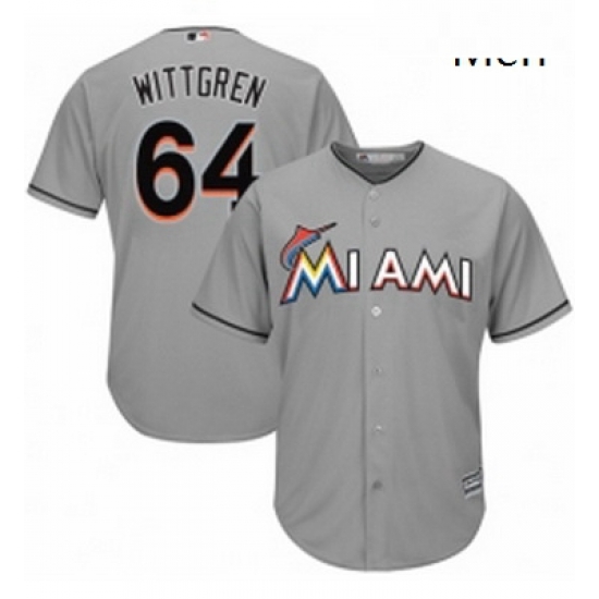 Mens Majestic Miami Marlins 64 Nick Wittgren Replica Grey Road Cool Base MLB Jersey Mens Majestic Miami Marlins 64 Nick Wittgren Replica Grey Road Cool Base MLB Jersey
