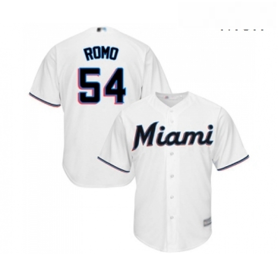 Mens Miami Marlins 54 Sergio Romo Replica White Home Cool Base Baseball Jersey Mens Miami Marlins 54 Sergio Romo Replica White Home Cool Base Baseball Jersey