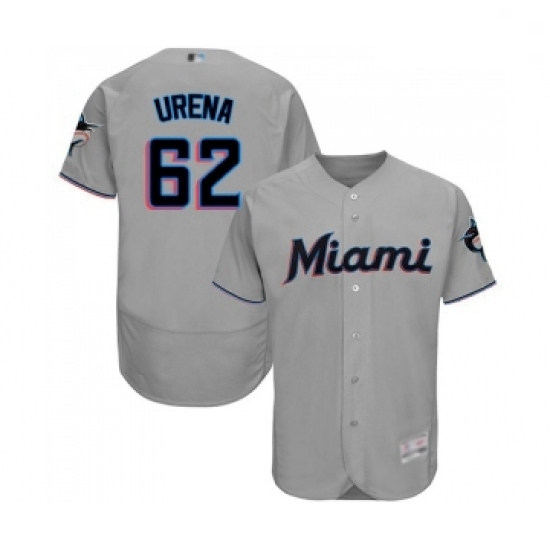 Mens Miami Marlins 62 Jose Urena Grey Road Flex Base Authentic Collection Baseball Jersey Mens Miami Marlins 62 Jose Urena Grey Road Flex Base Authentic Collection Baseball Jersey