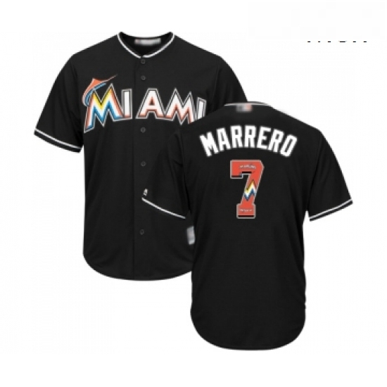 Mens Miami Marlins 7 Deven Marrero Authentic Black Team Logo Fashion Cool Base Baseball Jersey Mens Miami Marlins 7 Deven Marrero Authentic Black Team Logo Fashion Cool Base Baseball Jersey