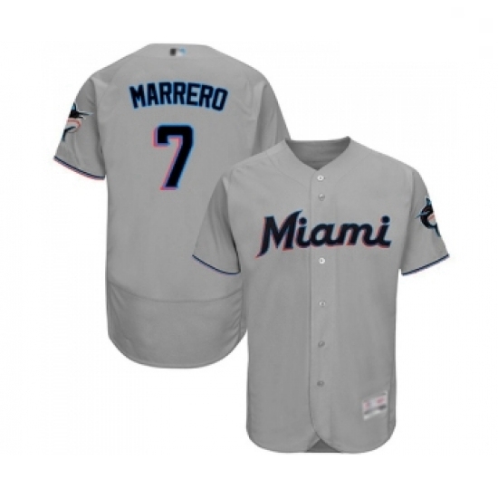 Mens Miami Marlins 7 Deven Marrero Grey Road Flex Base Authentic Collection Baseball Jersey Mens Miami Marlins 7 Deven Marrero Grey Road Flex Base Authentic Collection Baseball Jersey